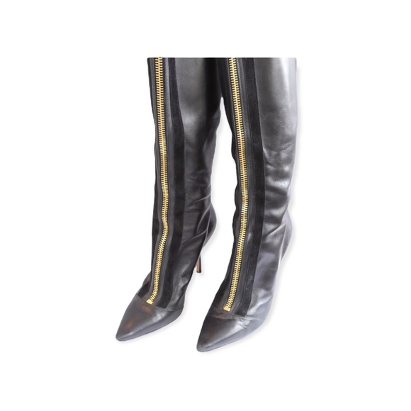 🛍 Jimmy Choo Black Leather Zipper High Boots 38 - Picture 8 of 8